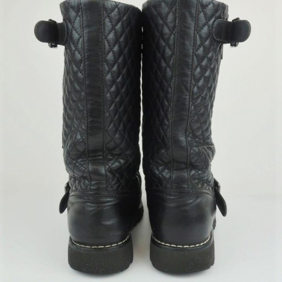 Chanel Quilted Leather Motorcycle Boots - Picture 5 of 8